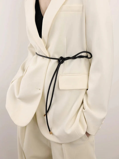 ✨ Kawaii Sheepskin Knot Belt 🎀 | Cute Leather Waist Chain for Dresses 🌸