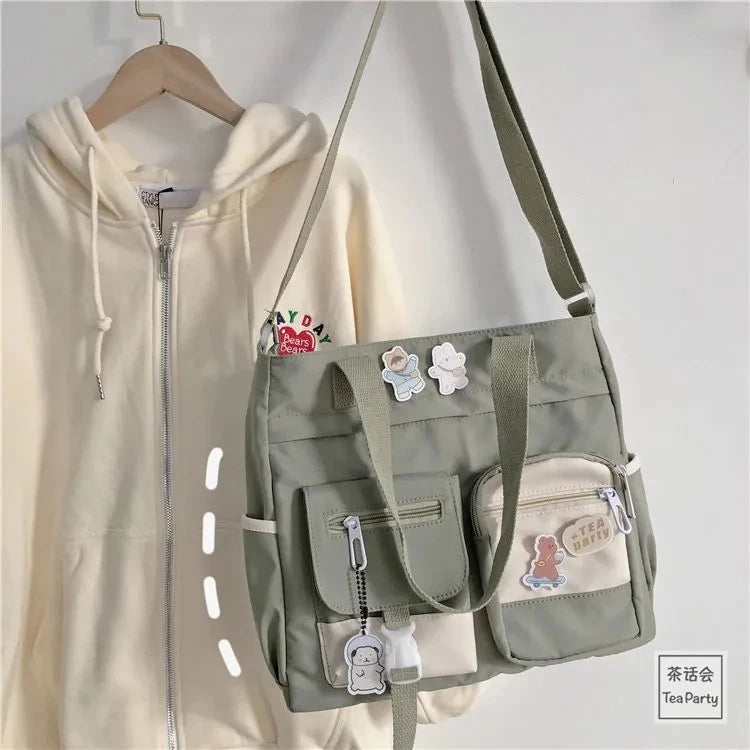 Kawaii Nylon Waterproof Satchel 👜✨ | Adorable Japanese Crossbody Messenger Bag for Students & Girls 🎒💖