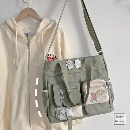 Kawaii Nylon Waterproof Satchel 👜✨ | Adorable Japanese Crossbody Messenger Bag for Students & Girls 🎒💖