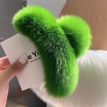 Kawaii Plush Rex Rabbit Fur Hair Claw 🐰✨ - Adorable Elegant Hair Accessory for Women!