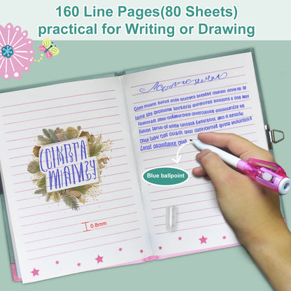 Kawaii Pop Girls Secret Diary with Lock & Colorful Double-end Pen 📝✨ | 160 Lined Pages of Fun!