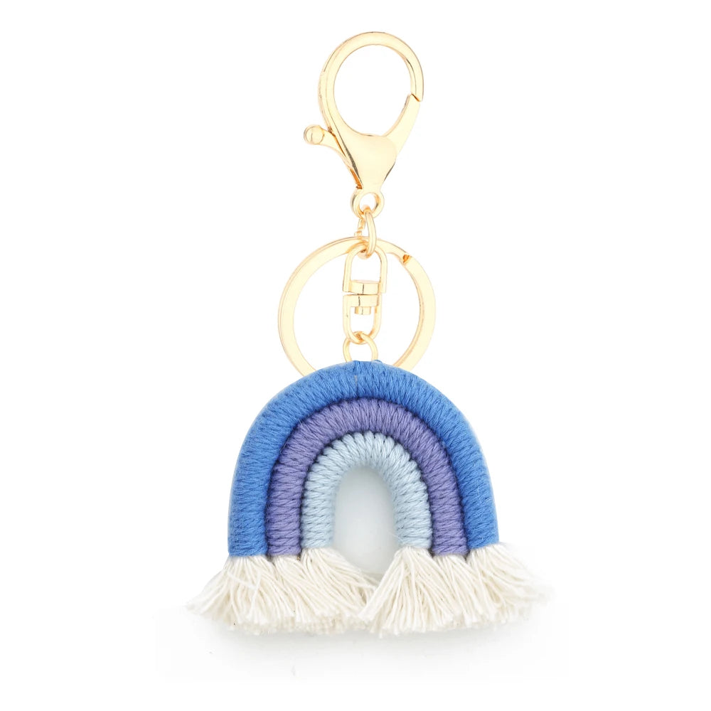 Kawaii 5cm Rainbow Tassel Keychains 🌈✨ | Cute Macrame Car Keyring & Bag Charm for Women 💖💼