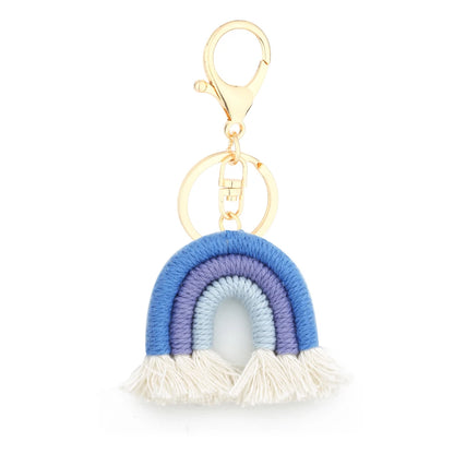 Kawaii 5cm Rainbow Tassel Keychains 🌈✨ | Cute Macrame Car Keyring & Bag Charm for Women 💖💼