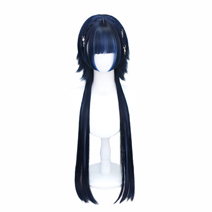 Kawaii Black & Blue Long Straight Lolita Wig 💖✨ Perfect for Cosplay & Parties! 🎉🎀