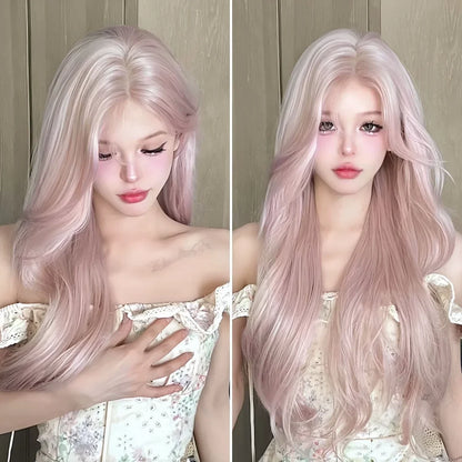 Kawaii Pink Wavy Wig 🌸✨ | Dreamy Synthetic Cosplay Hair for School & Daily Fun! 🎀