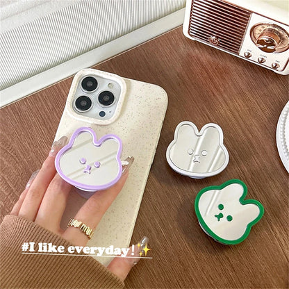 Kawaii Rabbit Mirror Grip Tok 🐰✨ | Adorable Foldable Phone Stand & Ring Holder for iPhone 📱💕