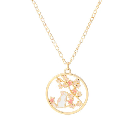 🐰✨ Adorable Sakura Bunny & Cat Pendant Necklace - Cute Charm for Trendy Ladies! 🌸💖 - Pixie Quill