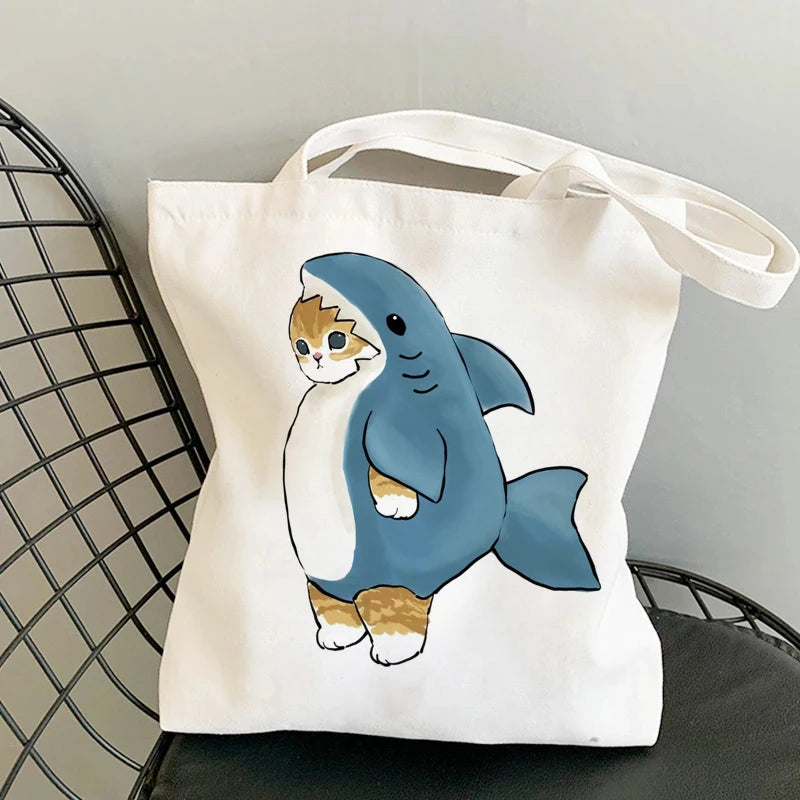 ✨ Cute Cat Manga Tote Bag 🐾 Fun Canvas Shopper for All Your Adventures! 👜 - Pixie Quill