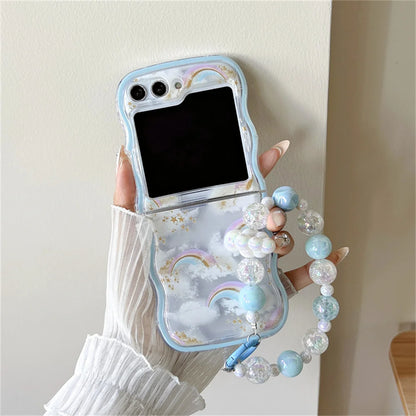 🌸 Whimsical Floral Charm Bracelet Case for Samsung Galaxy Z Flip 6/5/4/3 💖✨