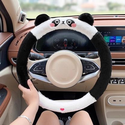 Kawaii Plush Cartoon Steering Wheel Cover 🌈✨ - Warm, Non-Slip & Adorable! 🐻💕