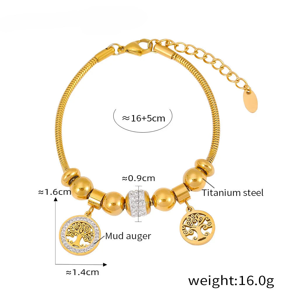 Kawaii 316L Stainless Steel Heart Charm Bracelet 💖✨ - 18k Gold-Plated with Sparkling Zircon Pendants! 🌟💕