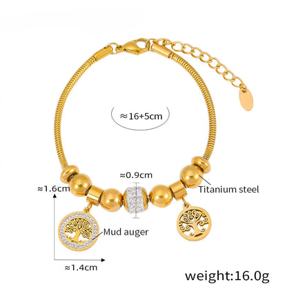 Kawaii 316L Stainless Steel Heart Charm Bracelet 💖✨ - 18k Gold-Plated with Sparkling Zircon Pendants! 🌟💕