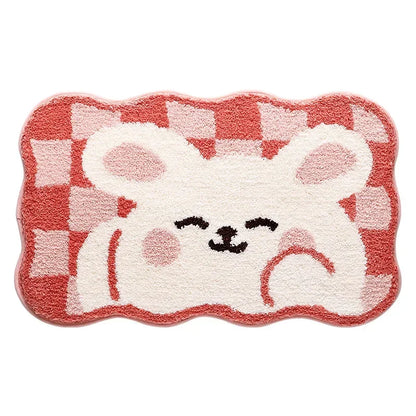 Kawaii Frog & Bear Plush Bath Mat 🐸🧸 | Non-Slip, Ultra-Absorbent Bathroom Rug for Cozy Decor! 🌟✨