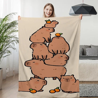Kawaii Capibara Cuddle Blanket 🐾✨ | King Size Fluffy Fleece for Cozy Winters!