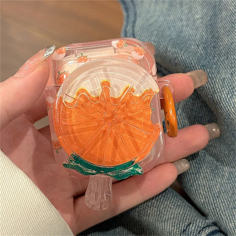 Kawaii 3D Strawberry & Orange AirPods Case 🍓🍊 | Cute Soft Silicone Keychain Cover for AirPods 1, 2, 3 & Pro 2