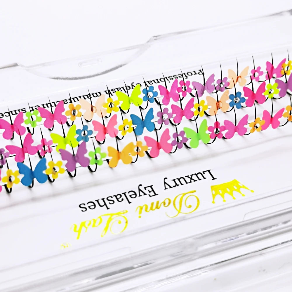 Whimsical Butterfly Glitter Lashes 🦋✨ - Colorful & Fluorescent Individual Extensions for Magical Makeup! 🌈💖