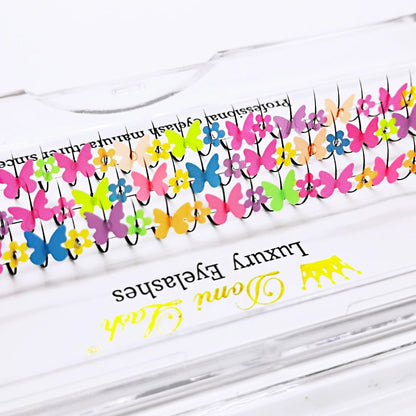 Whimsical Butterfly Glitter Lashes 🦋✨ - Colorful & Fluorescent Individual Extensions for Magical Makeup! 🌈💖