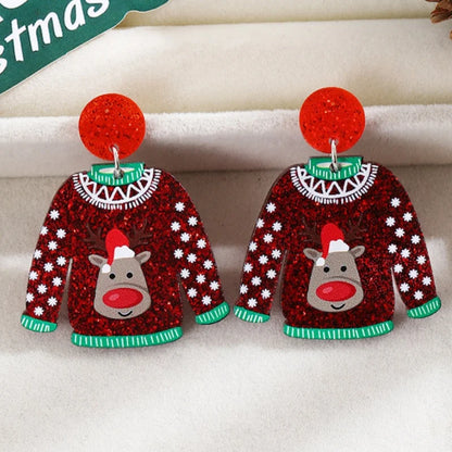 Cute Christmas Drop Earrings For Women With Glitter Acrylic Dangles 🎄✨ Gift