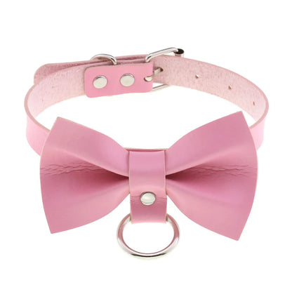 Pink Lace Leather Choker With Heart Pendant, Punk Gothic Style ✨💗