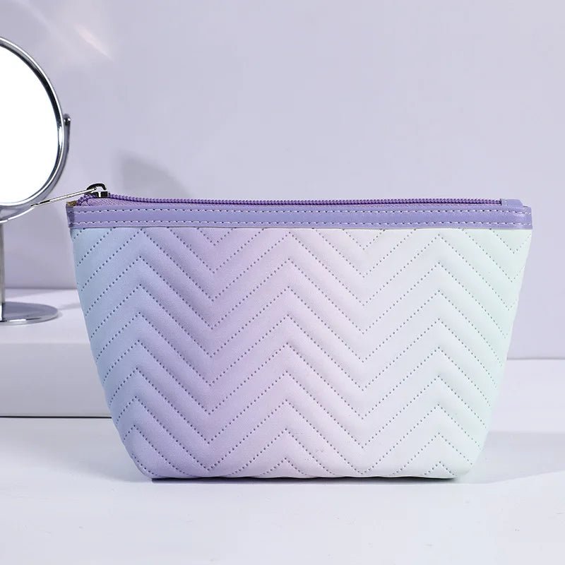 Kawaii Gradient Makeup Pouch 🌈✨ | Stylish PU Leather Cosmetic Bag for Travel & Essentials 🎀💖