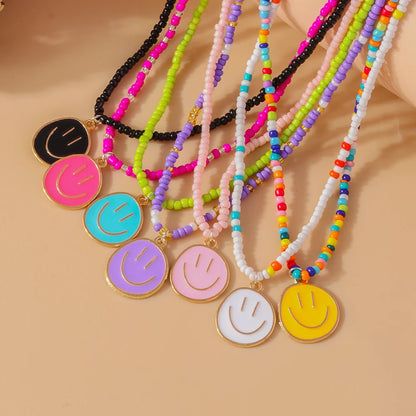 Kawaii Irregular Round Smile Face Necklace 🌈✨ - Perfect Gift for BFFs & Kids! 🎁💖