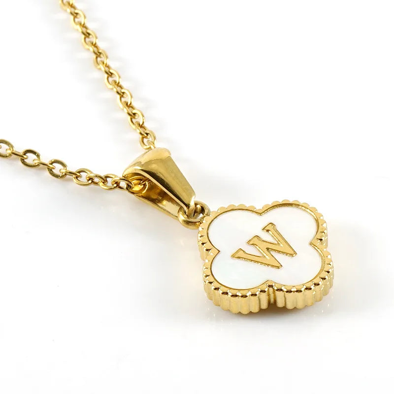 Charming Kawaii Stainless Steel Initial Necklace for Her 🌸✨ | Cute White Chain Jewelry - Perfect Valentine’s Day Gift! 💖