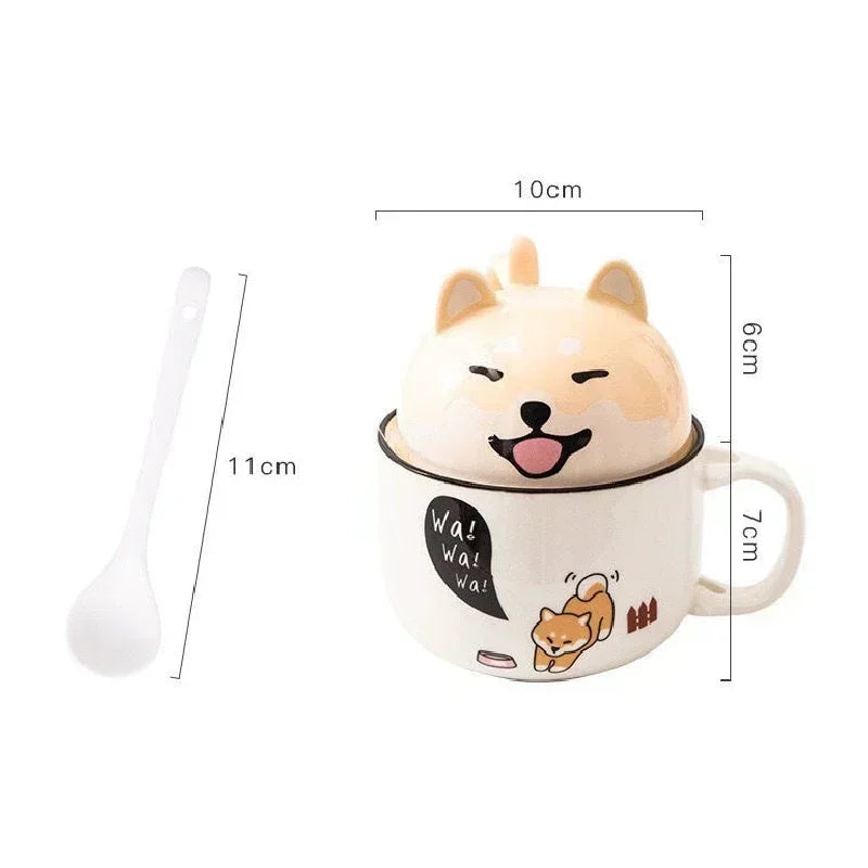 Adorable Kawaii Animal Mug with Lid 🐶🐱✨