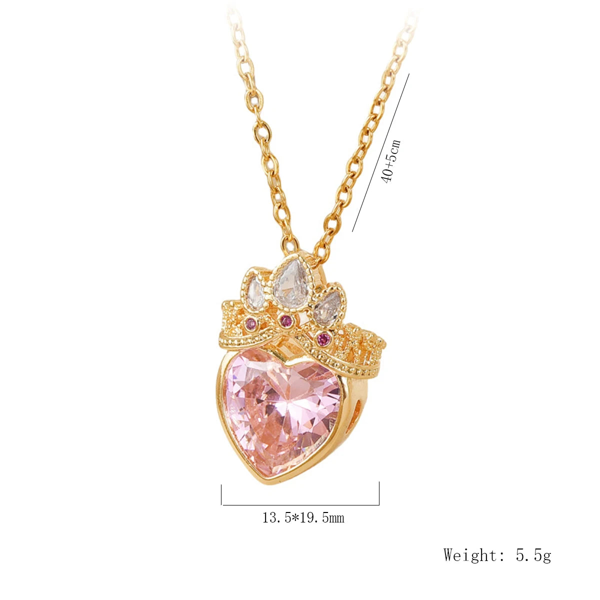 Pink Crown Heart Necklace For Women Stainless Steel Collarbone Chain 💗👑✨