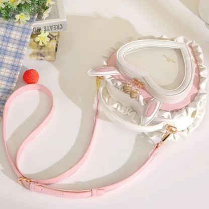 Kawaii Sweetheart Rabbit Ear Handbag 🐰💕 - Cute Lace Shoulder Bag for Stylish Women 🌸✨