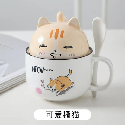 Kawaii Shiba Inu & Cat Ceramic Mug 🐕🐈 - Adorable Cartoon Cup for Cozy Tea & Coffee ☕️💖