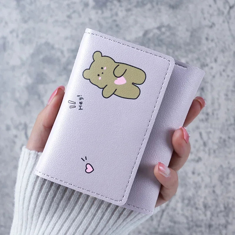 Kawaii Triple Fold Mini Wallet 🐾 | Cute Card Holder & Coin Purse for Girls 🎀✨