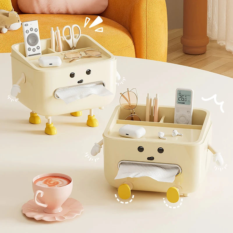 Kawaii Chic Multi-Function Remote Control Organizer 💖✨ - Stylish Paper Towel Box for Modern Homes 🏡🧸