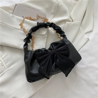 Kawaii Bowknot PU Leather Shoulder Bag 🎀 | Cute Chain Messenger Handbag for Stylish Women 💖