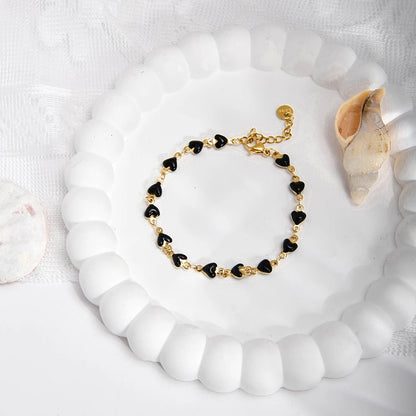 Charming Heart Shaped Chain Bracelet Stainless Steel 14K Plated Chic Jewelry For Women 💗💎✨