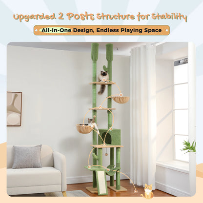 🌵🐾 Whimsical Cactus Cat Paradise - 7-Tier Tower with Cozy Hammocks & Fun Scratching Posts! 🐱💚