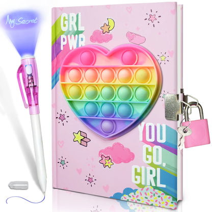 Kawaii Pop Girls Secret Diary with Lock & Colorful Double-end Pen 📝✨ | 160 Lined Pages of Fun!