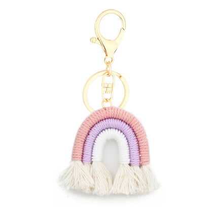 Kawaii 5cm Rainbow Tassel Keychains 🌈✨ | Cute Macrame Car Keyring & Bag Charm for Women 💖💼
