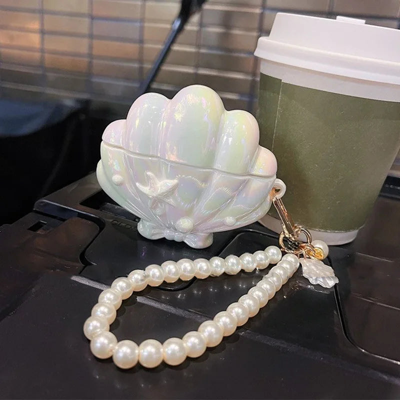 Kawaii Seashell AirPods Pro Case 🌊✨ - Cute Pearl Pendant Silicone Cover for AirPods 1, 2 & 3 🎧💕
