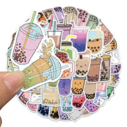 Kawaii Bubble Tea Bliss: 50PCS Adorable Pearl Milk Tea Stickers for DIY Magic! 🍵✨