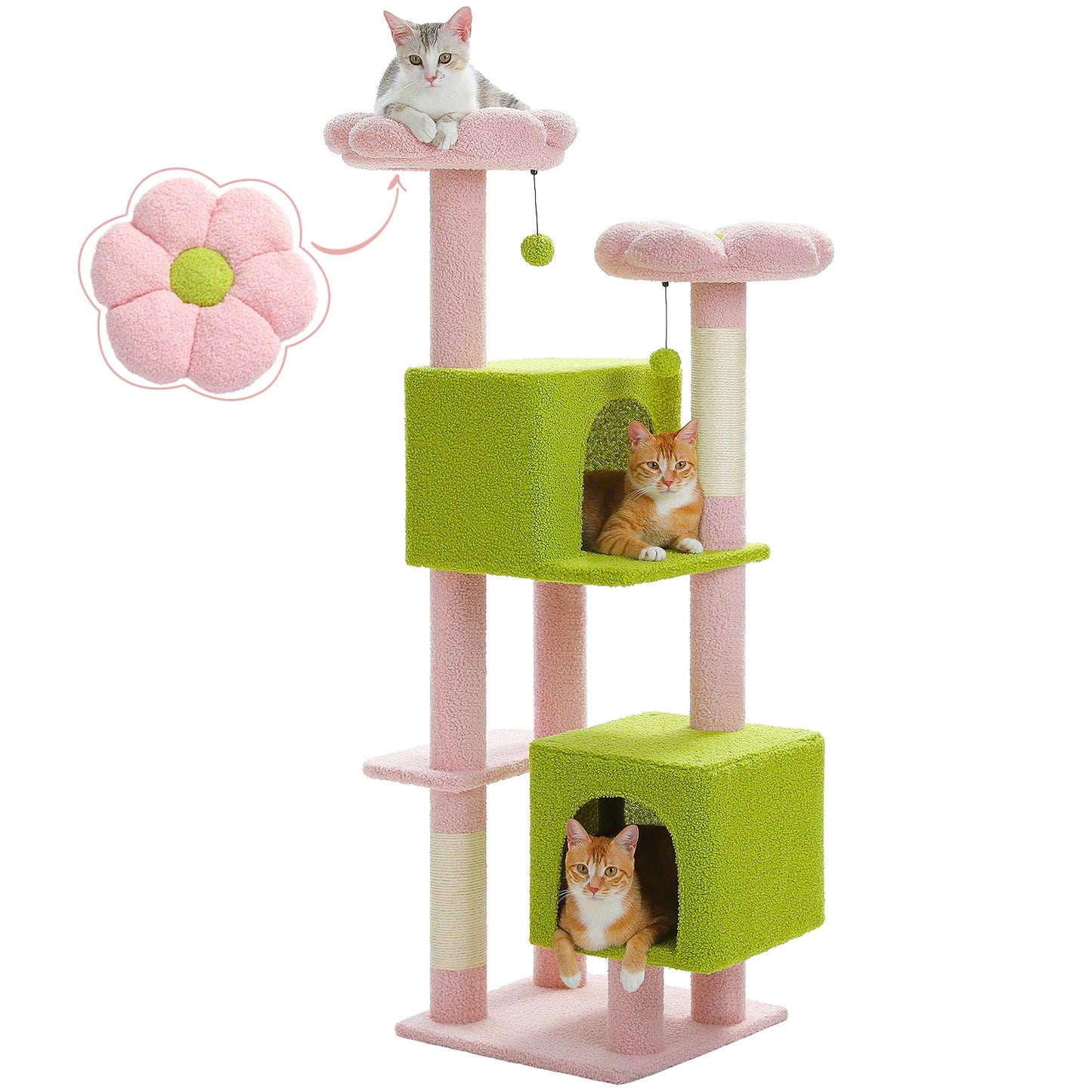 Cactus Cat Tower 133cm Indoor Cat Tree With 2 Perches 2 Condos 🐱🌵