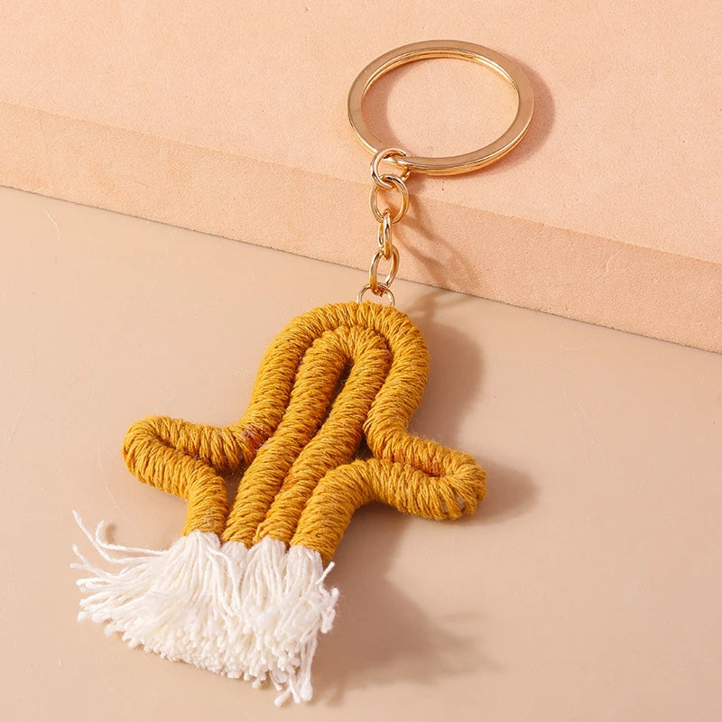 Pastel Rainbow Tassel Hand Knit Keychain For Car Bag Gift 🎀🌈💖