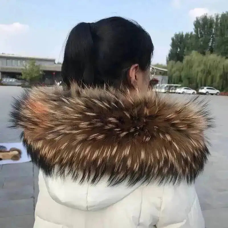 Lux Raccoon Fur Collar Scarf For Women 🧣 Warm Winter Essential