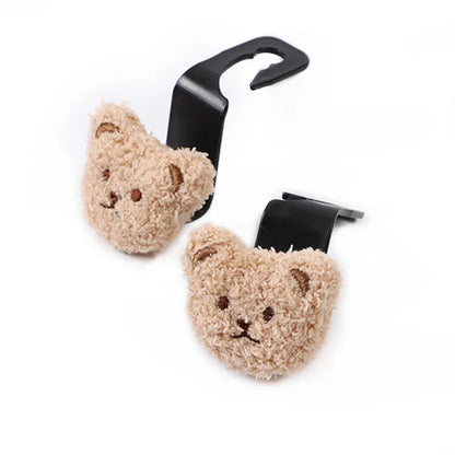 Kawaii Bear Car Seat Back Hooks 🐻✨ - 2PCS Adorable Organizer Hangers for Bags & Accessories! 🚗💖