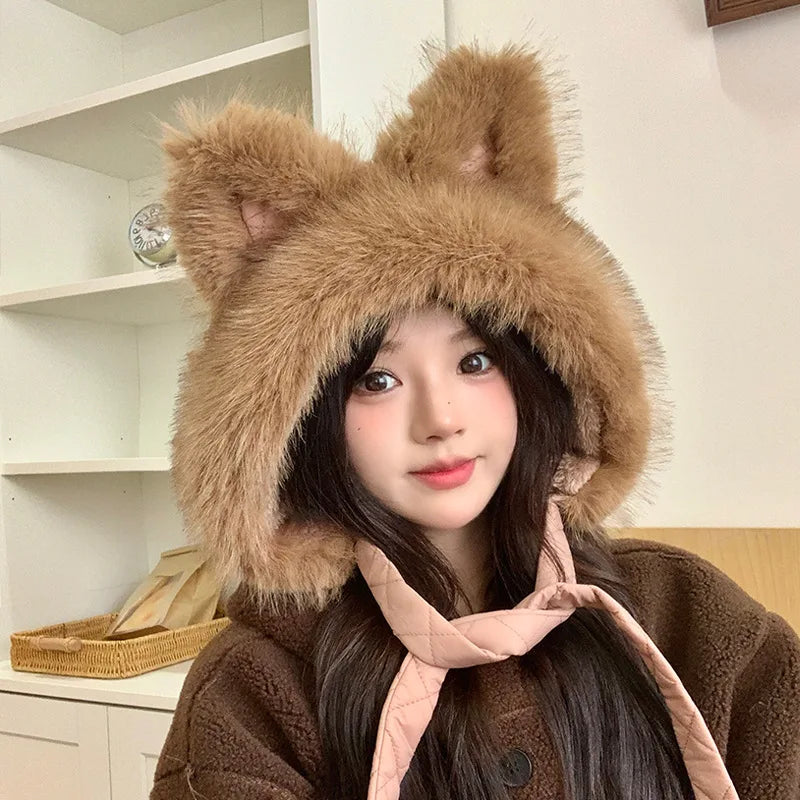 Cozy Winter Beanie For Women Spicy Girl Style Cat Balaclava Hat ❄️🐱 Warmth