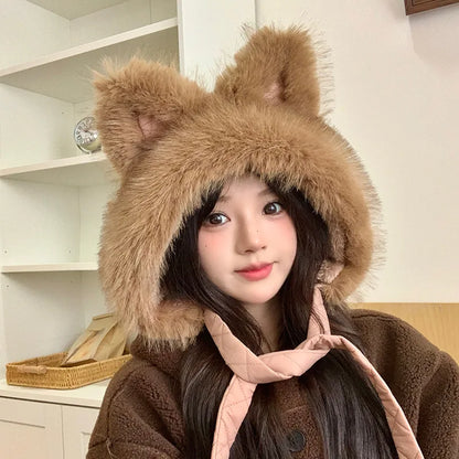 Cozy Winter Beanie For Women Spicy Girl Style Cat Balaclava Hat ❄️🐱 Warmth