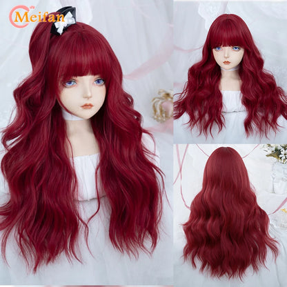Kawaii Ombre Pink & Blonde Long Straight Wig 🎀✨ - Cute Lolita Cosplay Hair for Parties & Halloween! 🌸🖤