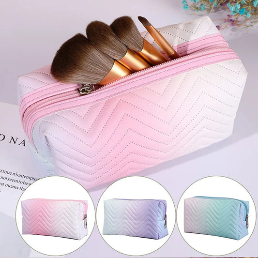 Kawaii Gradient Makeup Pouch 🌈✨ | Stylish PU Leather Cosmetic Bag for Travel & Essentials 🎀💖