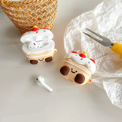 Kawaii 3D Strawberry Cake Bear Silicone Case 🍰🐻 for Apple AirPods 2/3/Pro - Cute Earphone Cover! 🎧✨