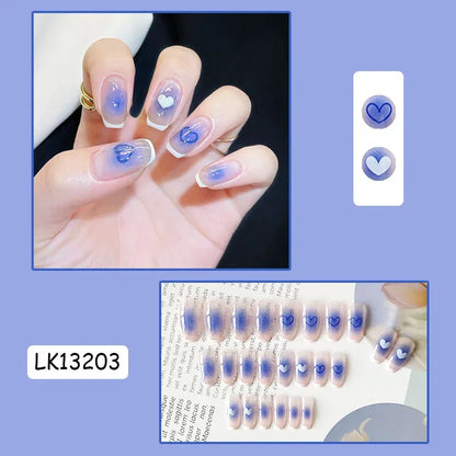 ✨ 24P Kawaii Rainbow Ballerina Press-On Nails 💅 - Adorable Full Cover Artificial Fake Nails for Creative Nail Art! 🌈