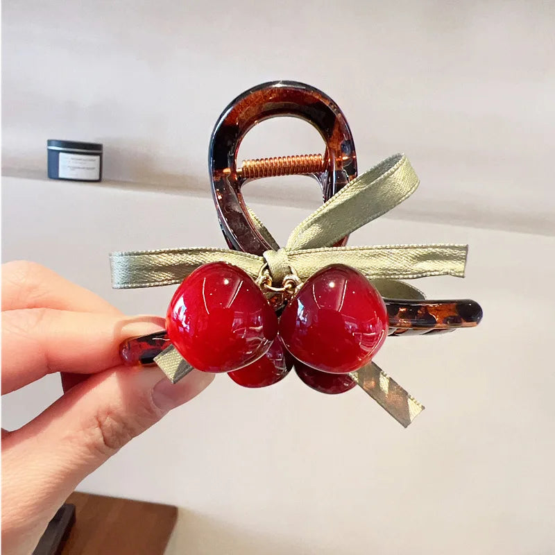 🍒 Adorable Cherry Blossom Hair Claw Clips for Girls & Women 🎀 Stylish Crab Claw Accessories 🌟